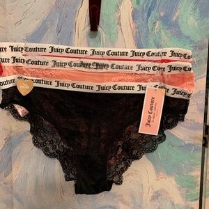 Juicy Couture Intimates 3 Pk M Lace Logo Panties